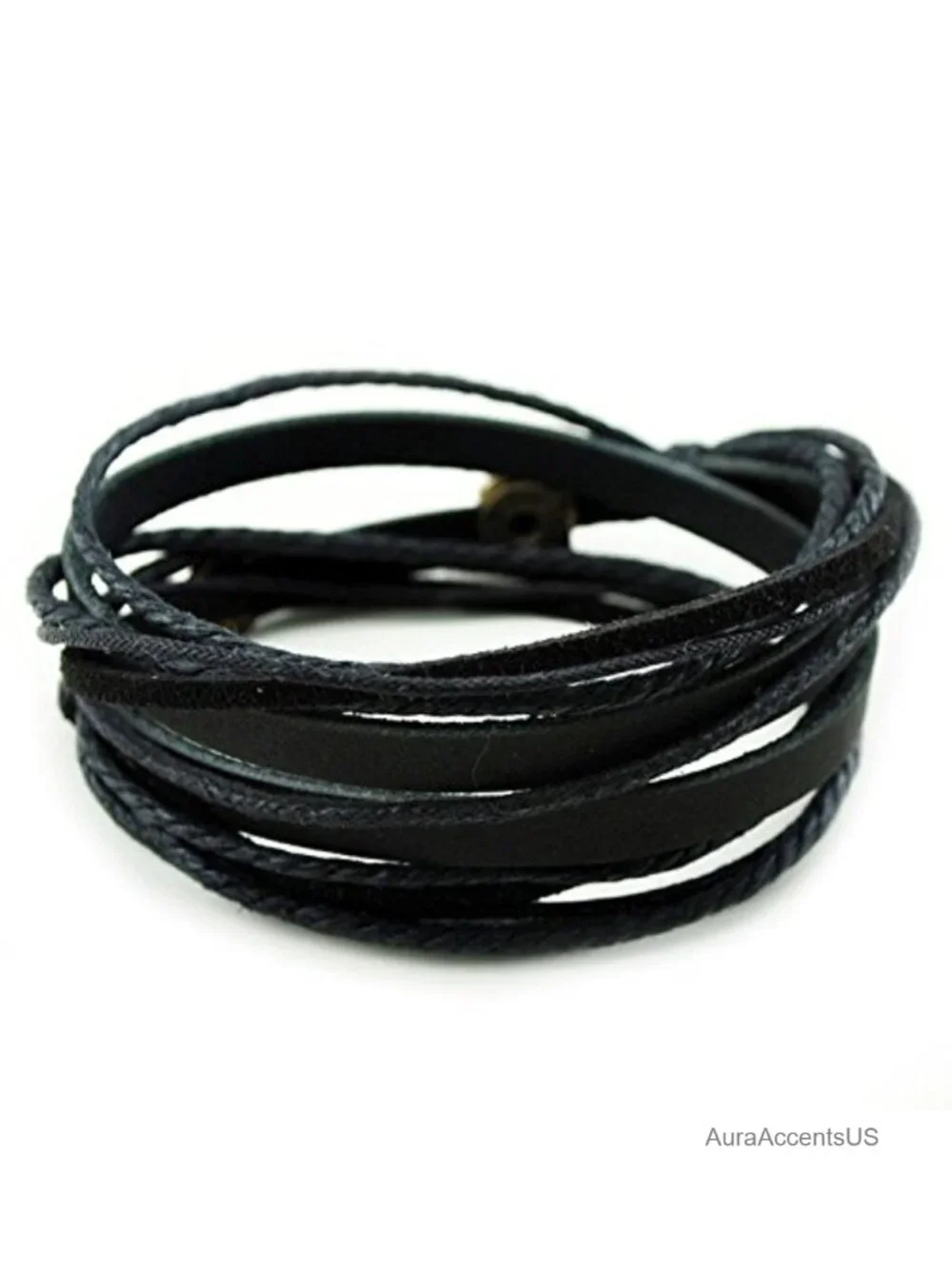 Unisex Multilayer Leather Cuff Bracelet Adjustable Wrap